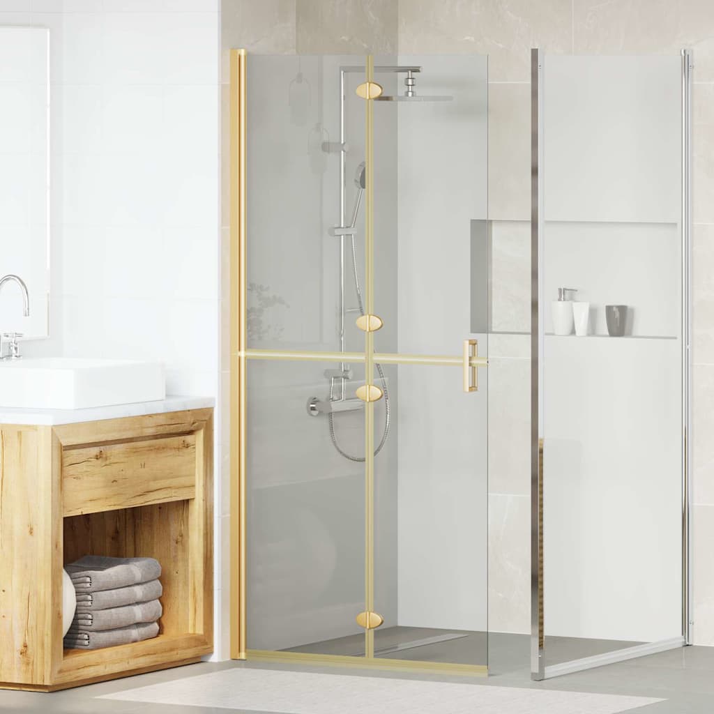 Walk-In Shower Wall Folding Gold 70 x 6.5 x 190 cm Gold frame/clear Glass 90 x 190 cm
