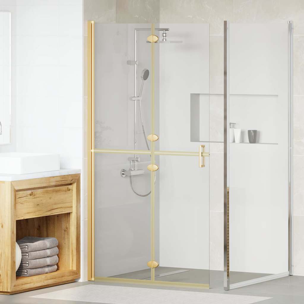Walk-In Shower Wall Folding Gold 70 x 6.5 x 190 cm Gold frame/clear Glass 100 x 190 cm
