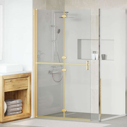 Walk-In Shower Wall Folding Gold 70 x 6.5 x 190 cm Gold frame/clear Glass 110 x 190 cm