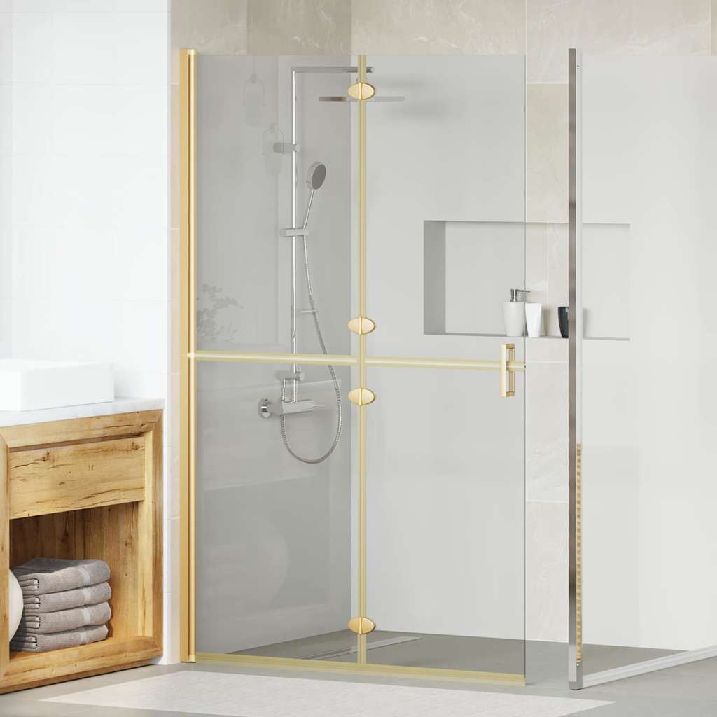 vidaXL Walk-In Shower Wall Folding Gold 120 x 6.5 x 190 cm 1