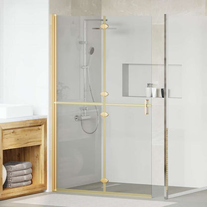 vidaXL Walk-In Shower Wall Folding Gold 120 x 6.5 x 190 cm 1