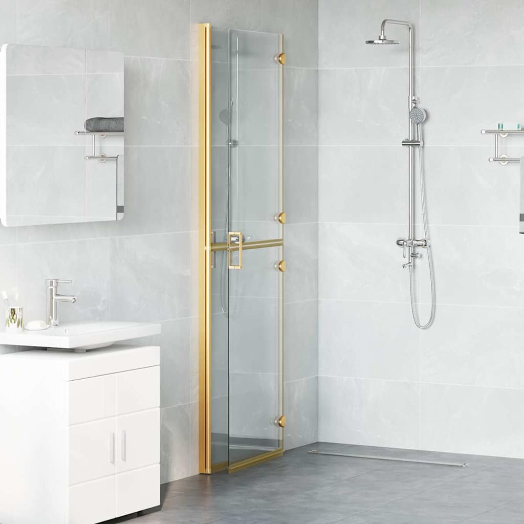 vidaXL Walk-In Shower Wall Folding Gold 120 x 6.5 x 190 cm 3