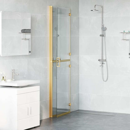 vidaXL Walk-In Shower Wall Folding Gold 120 x 6.5 x 190 cm 3