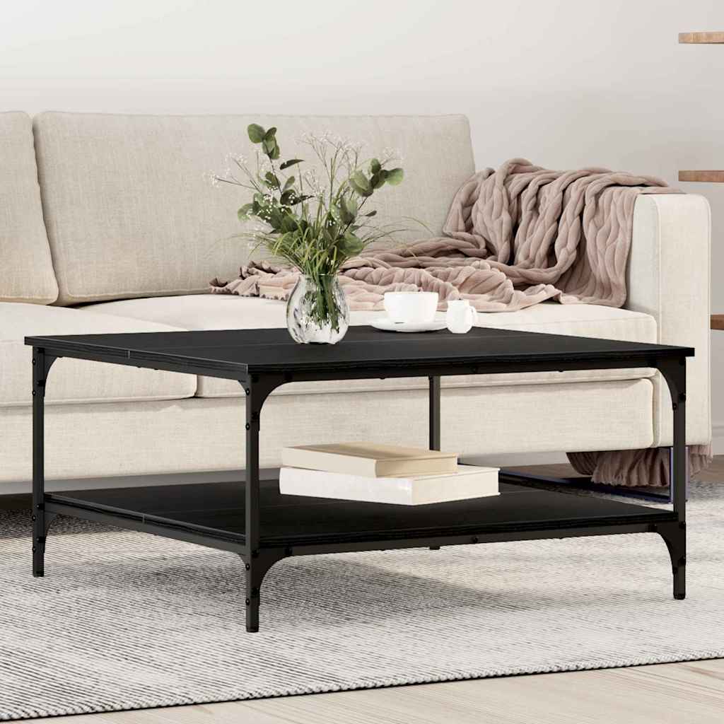 Coffee Table 80x80x40 cm Engineered Wood Black oak