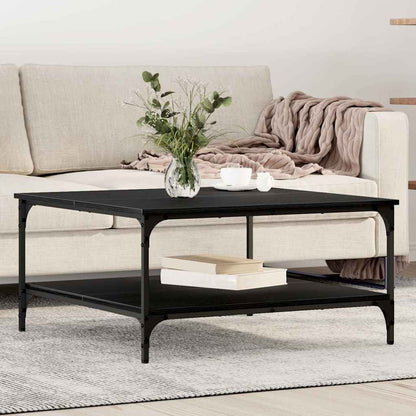 Coffee Table 80x80x40 cm Engineered Wood Black oak
