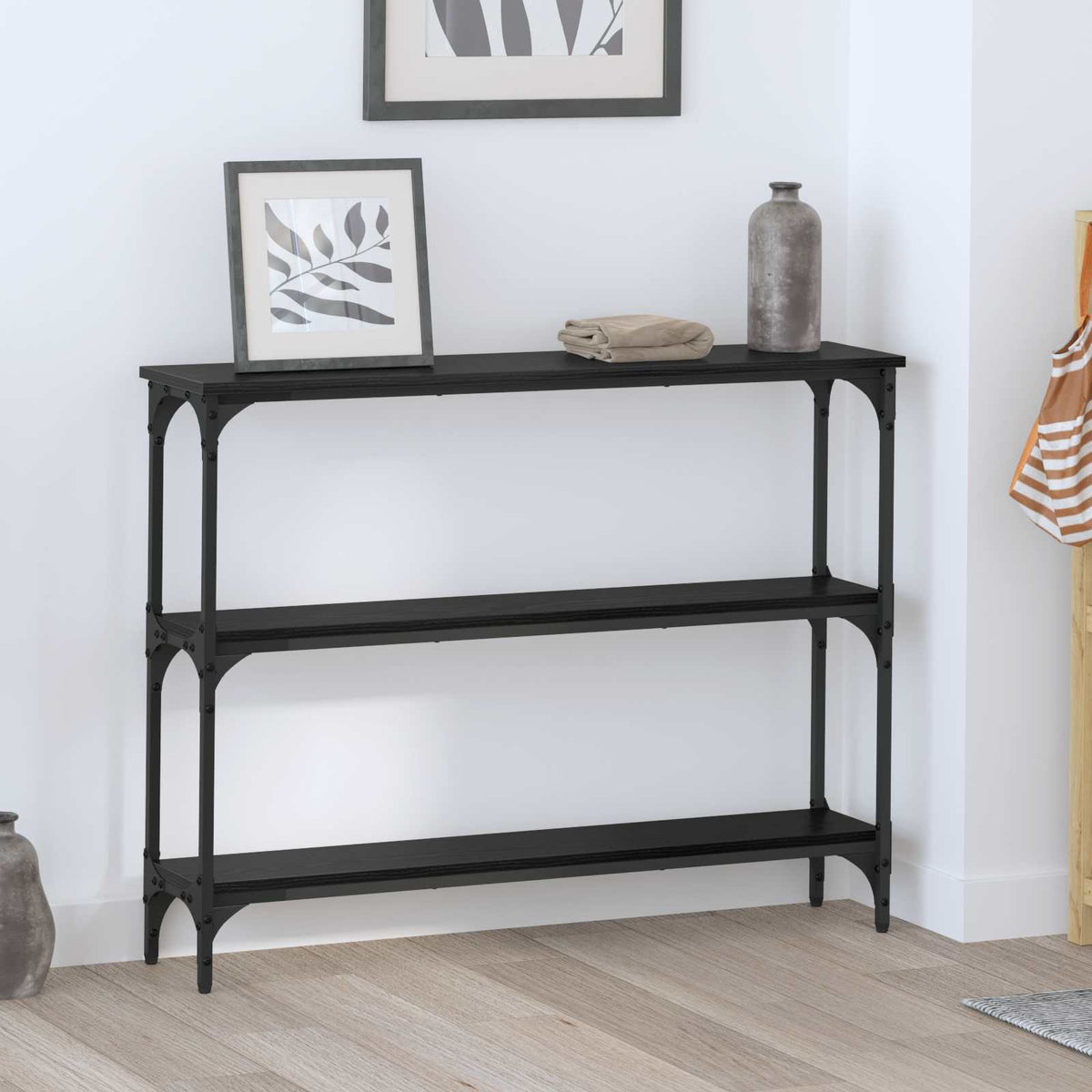Console Table 75x22,5x75 cm Engineered Wood Black oak 100 cm