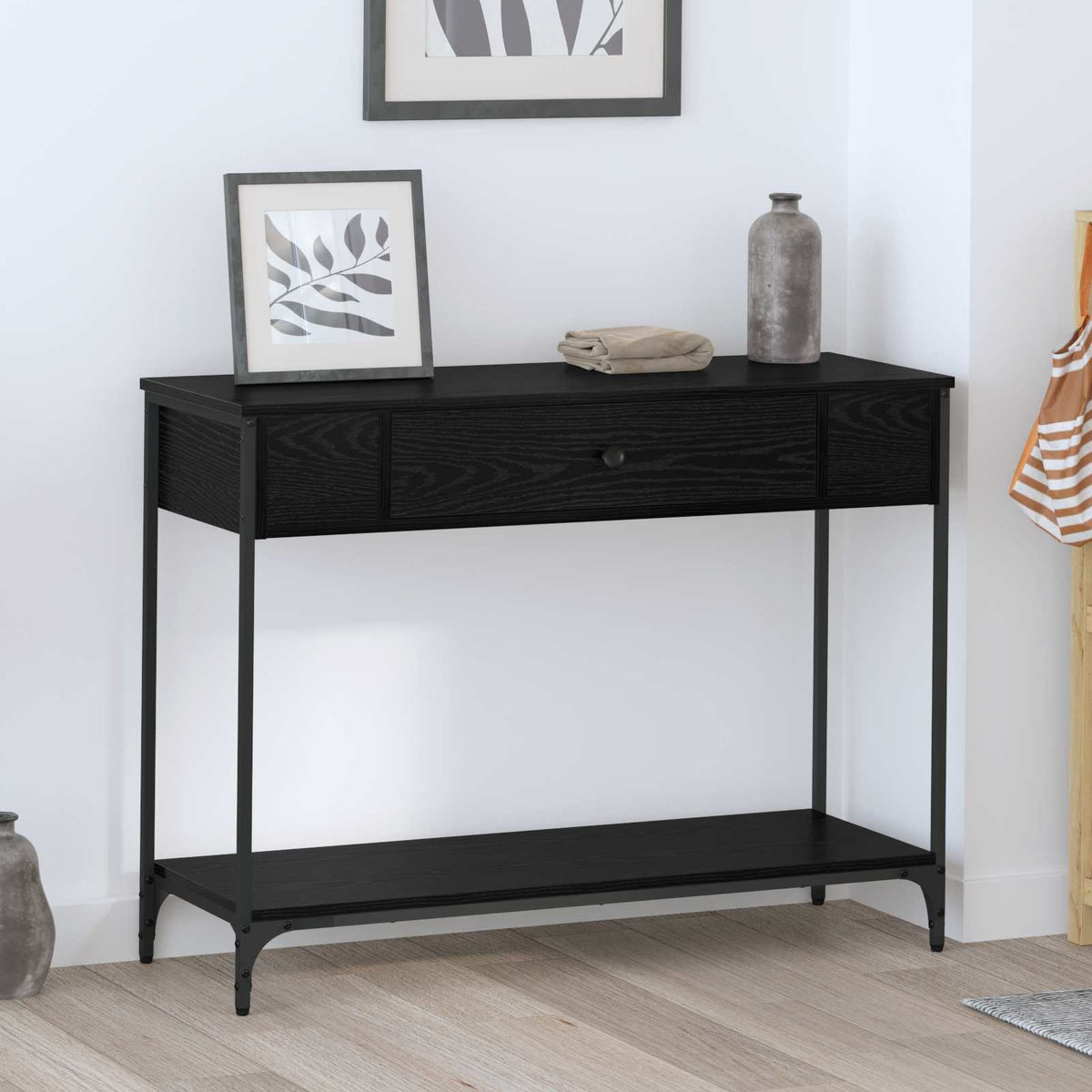 Console Table 75x34,5x75 cm Engineered Wood Black oak 100 cm