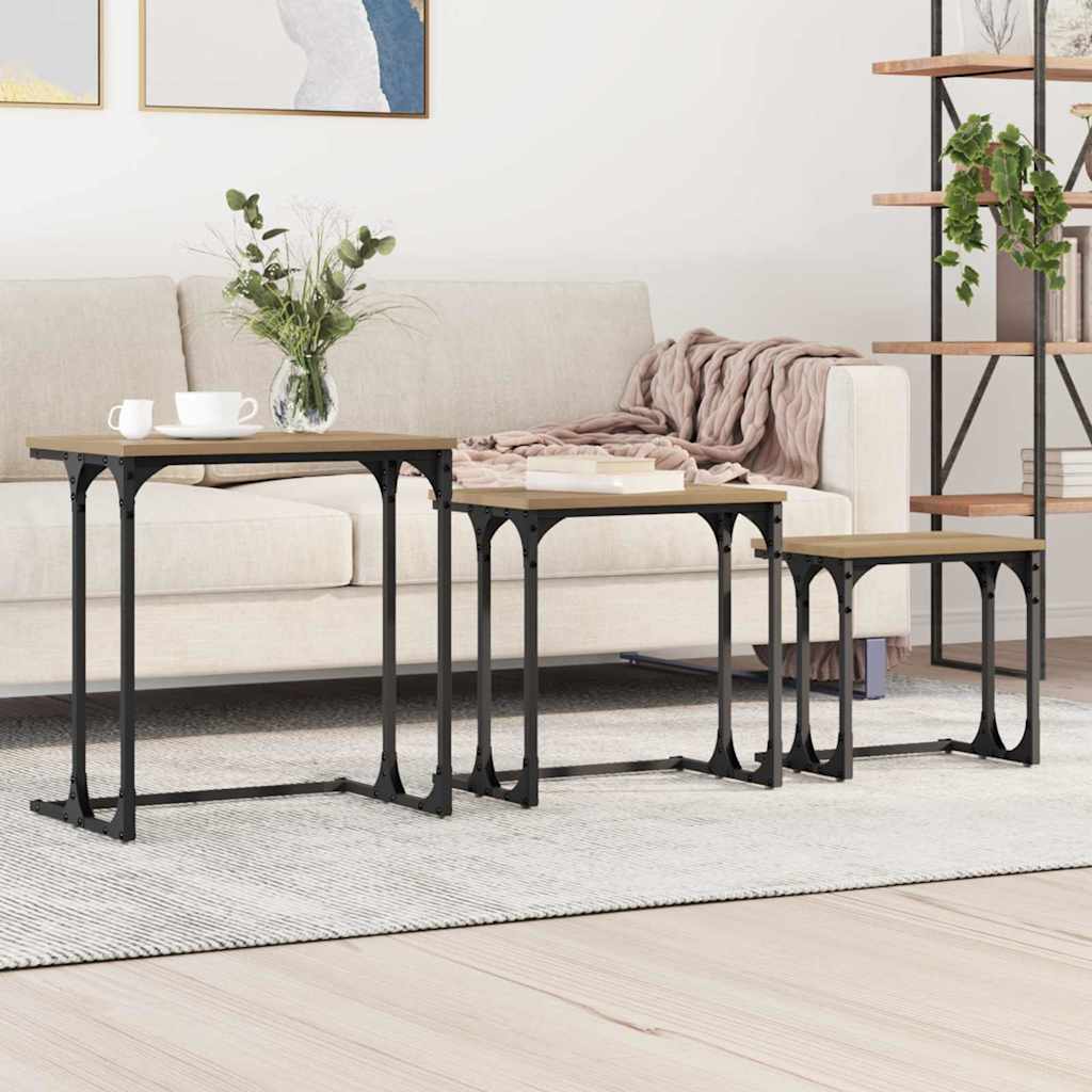 Nesting Coffee Tables 3 pcs Engineered Wood Artisan oak