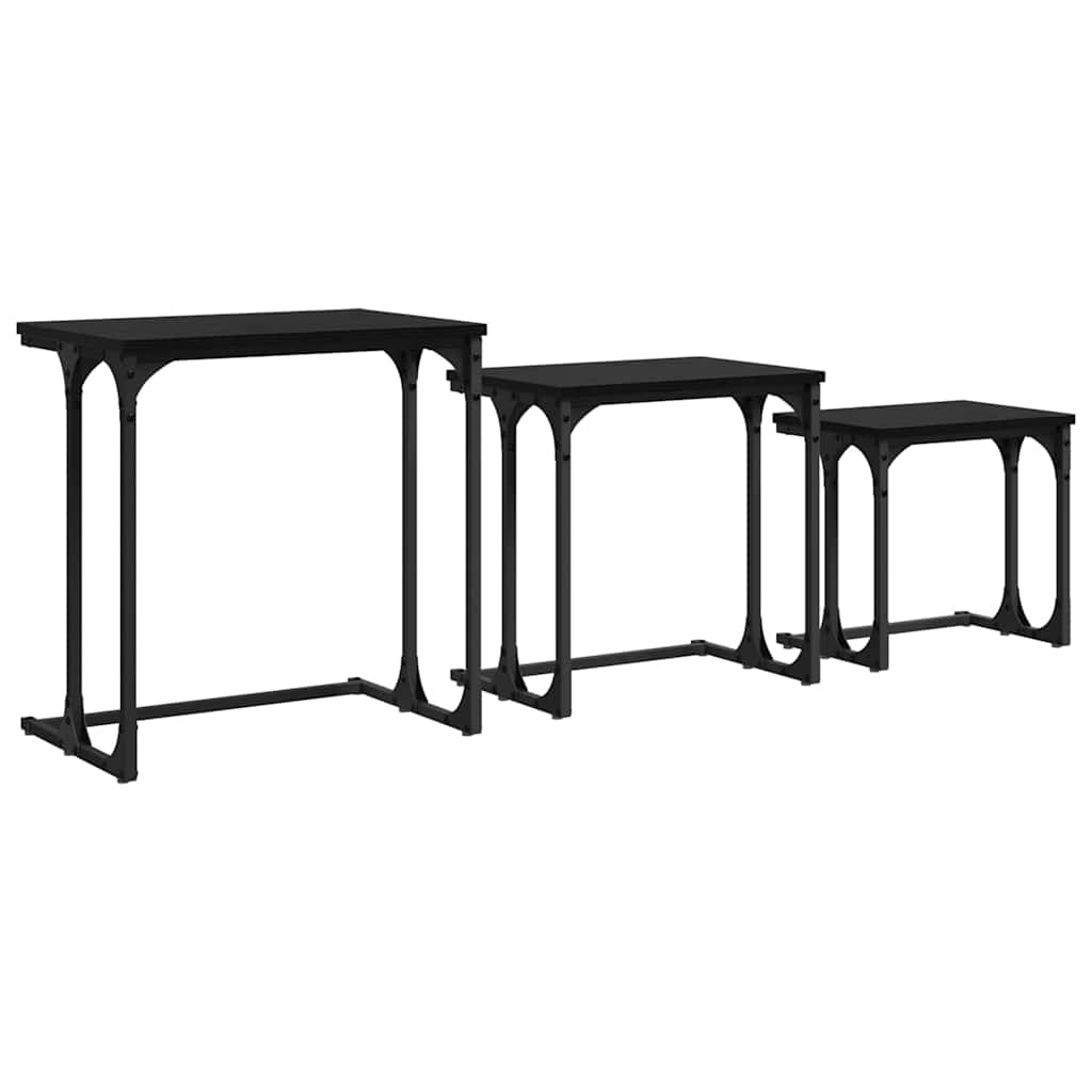 Nesting Coffee Tables 3 pcs Engineered Wood Black oak