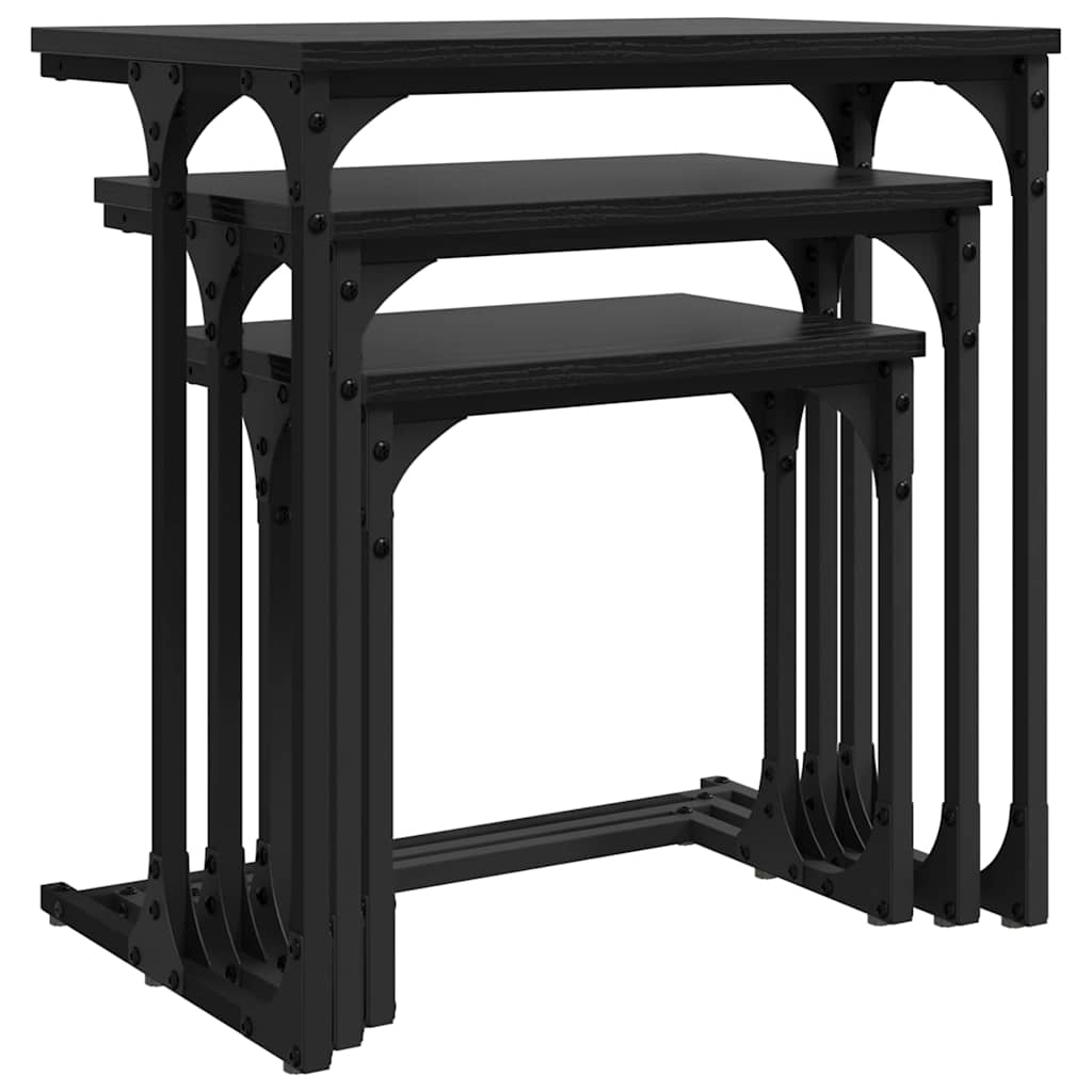 Nesting Coffee Tables 3 pcs Engineered Wood Black oak