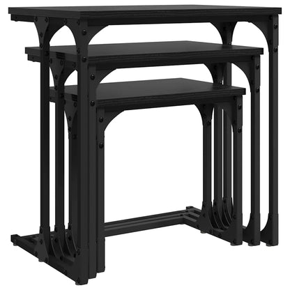 Nesting Coffee Tables 3 pcs Engineered Wood Black oak