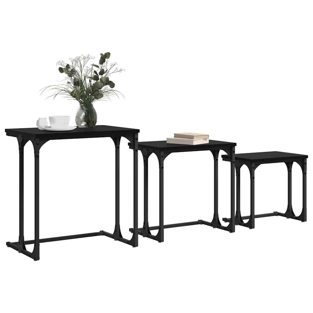 Nesting Coffee Tables 3 pcs Engineered Wood Black oak
