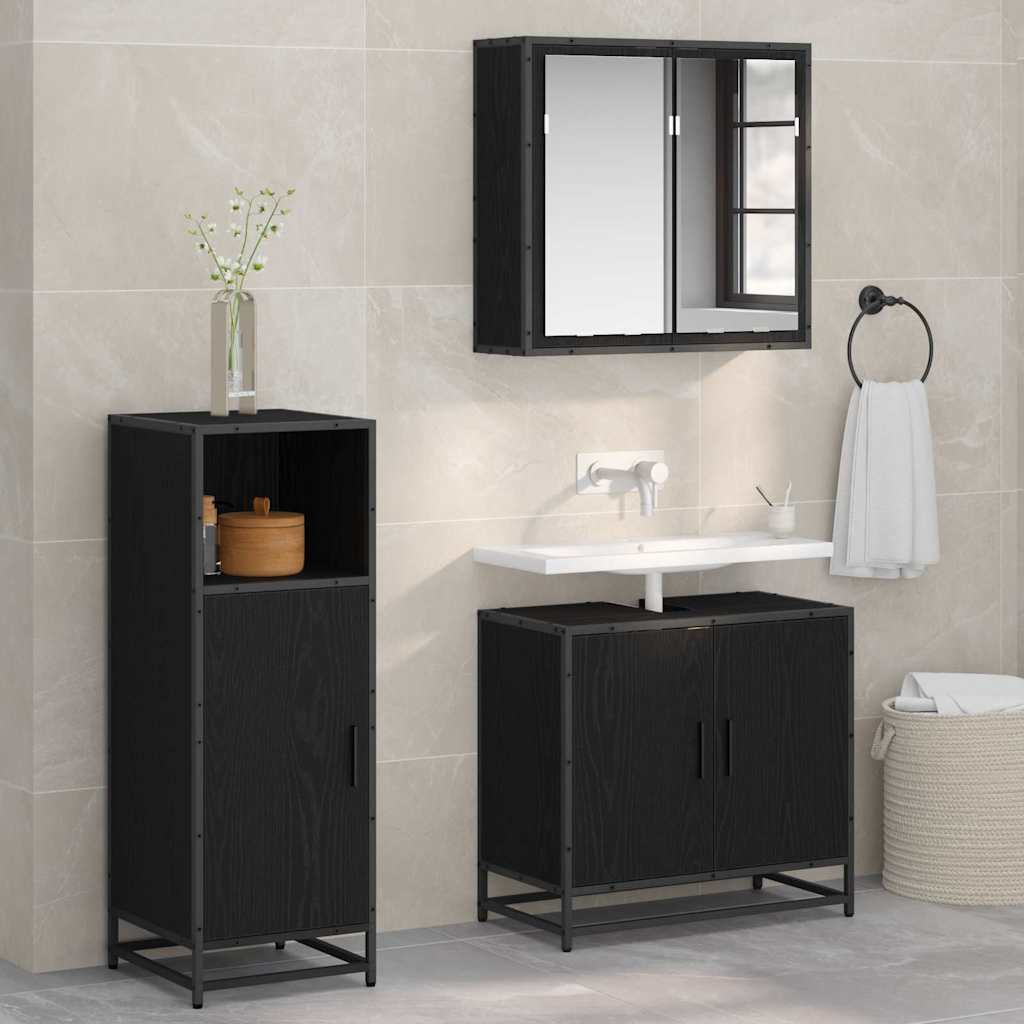 Bathroom Cabinet 35x37,5x100 cm Engineered Wood Black oak