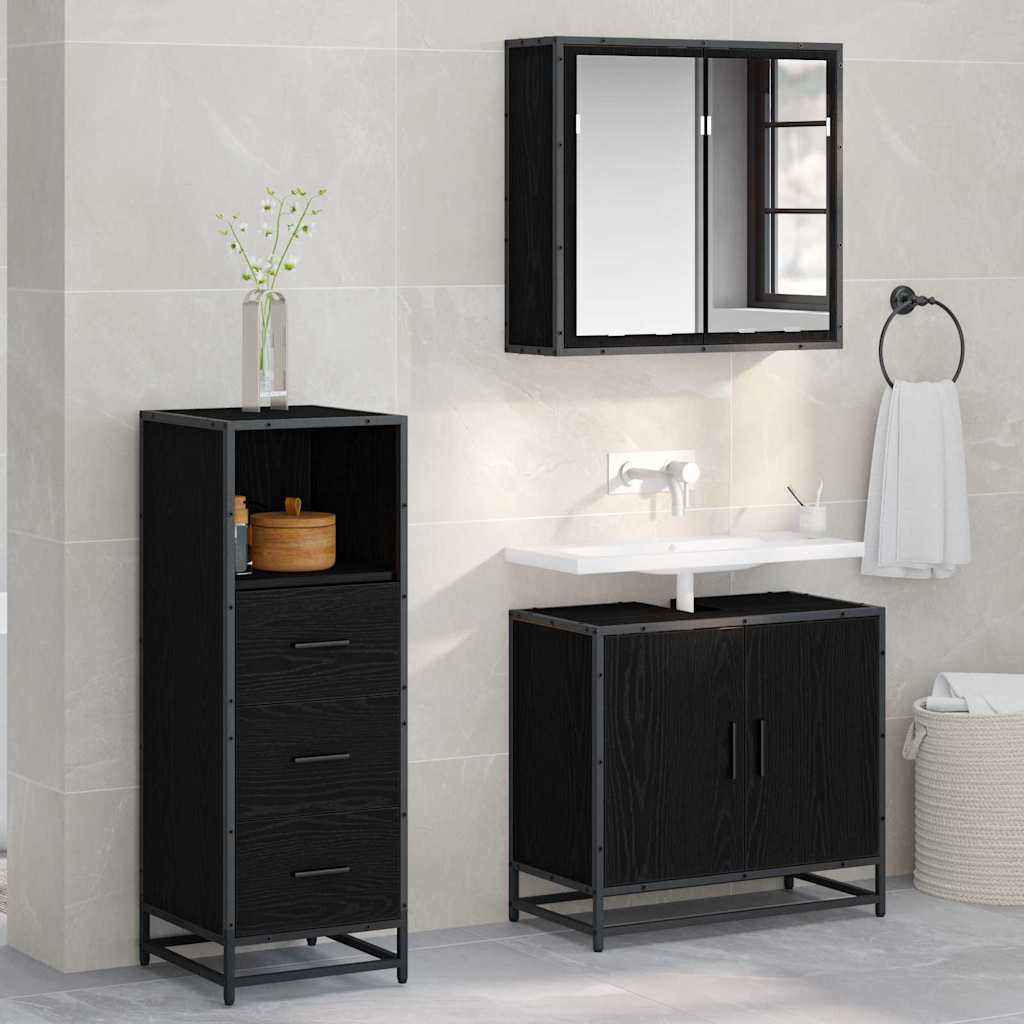 Bathroom Cabinet 35x37,5x100 cm Engineered Wood Black oak
