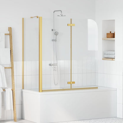 Bath Shower Screen 120 x 68 x 130 cm Gold Transparent
