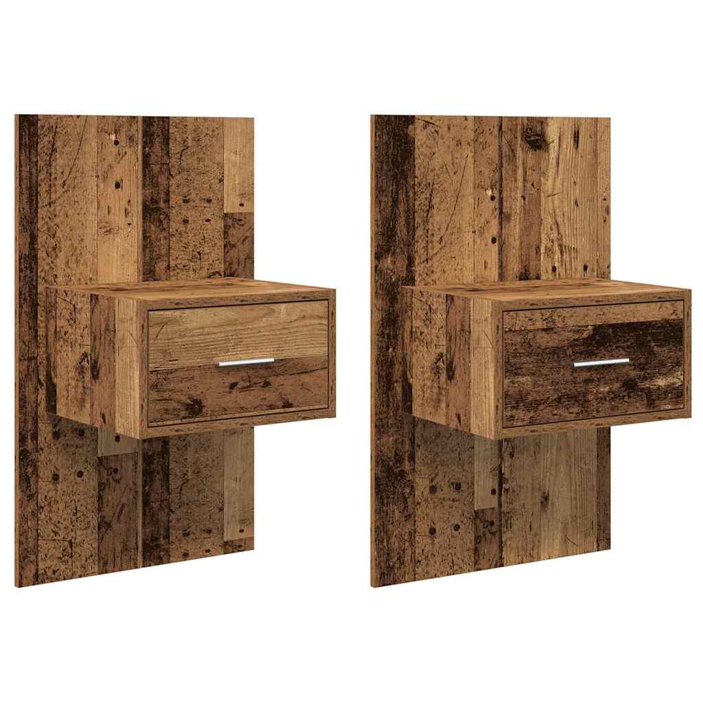Wall-mounted Bedside Cabinets Old wood