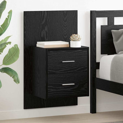 Wall-mounted Bedside Cabinet Black oak