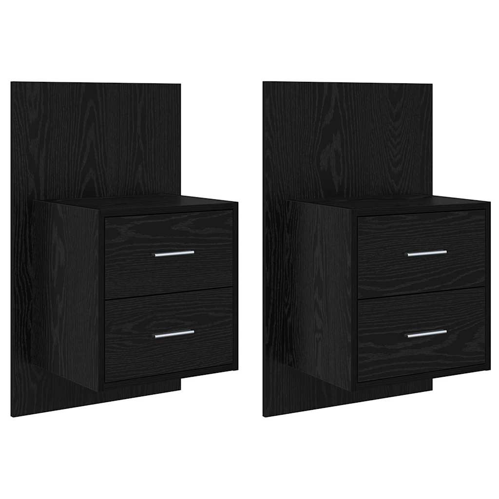 Wall-mounted Bedside Cabinet Black oak