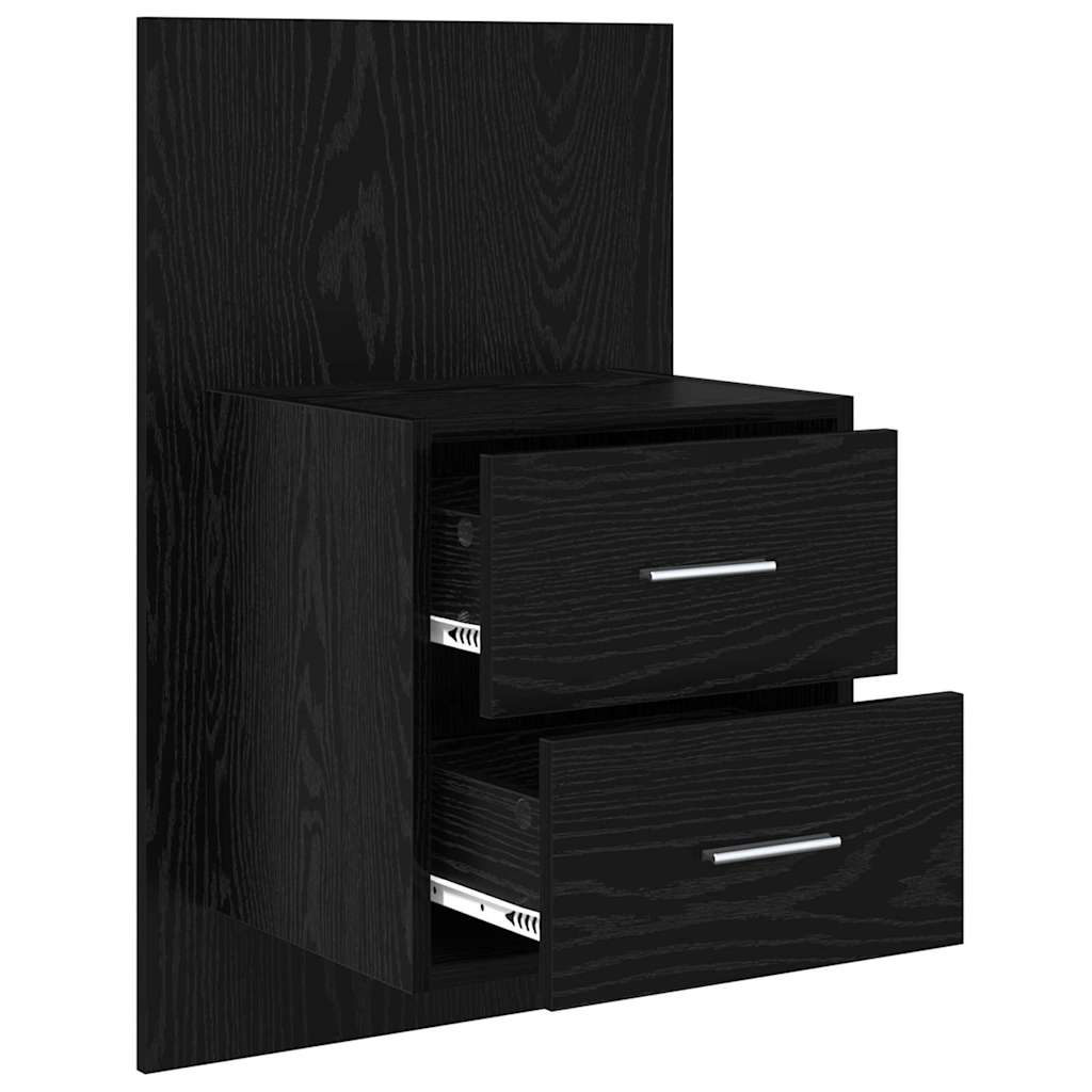 Wall-mounted Bedside Cabinet Black oak