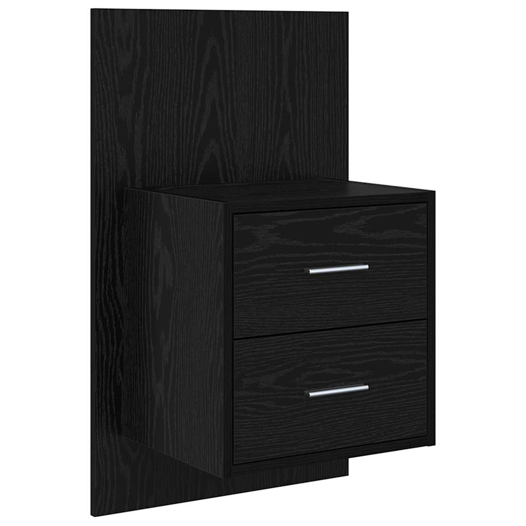 Wall-mounted Bedside Cabinet Black oak