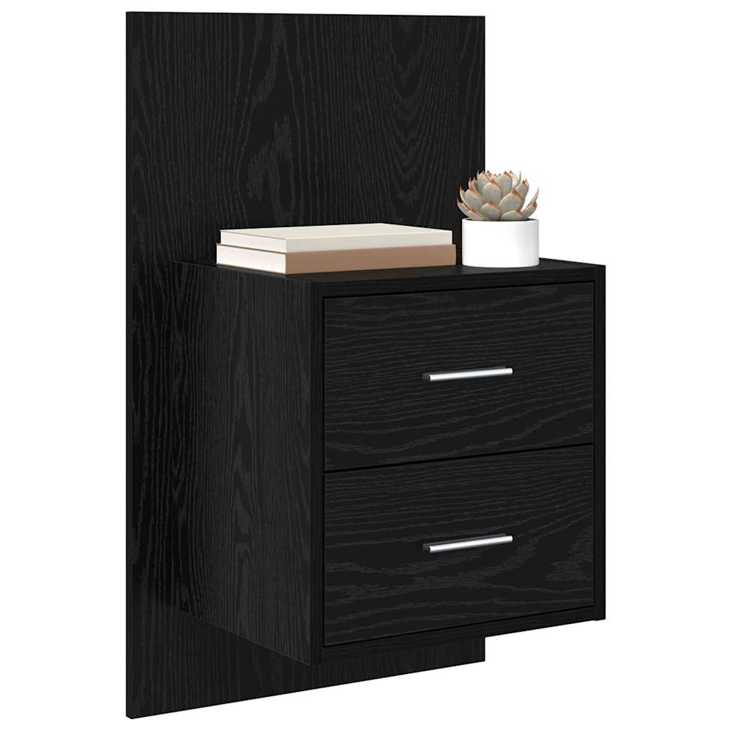 Wall-mounted Bedside Cabinet Black oak