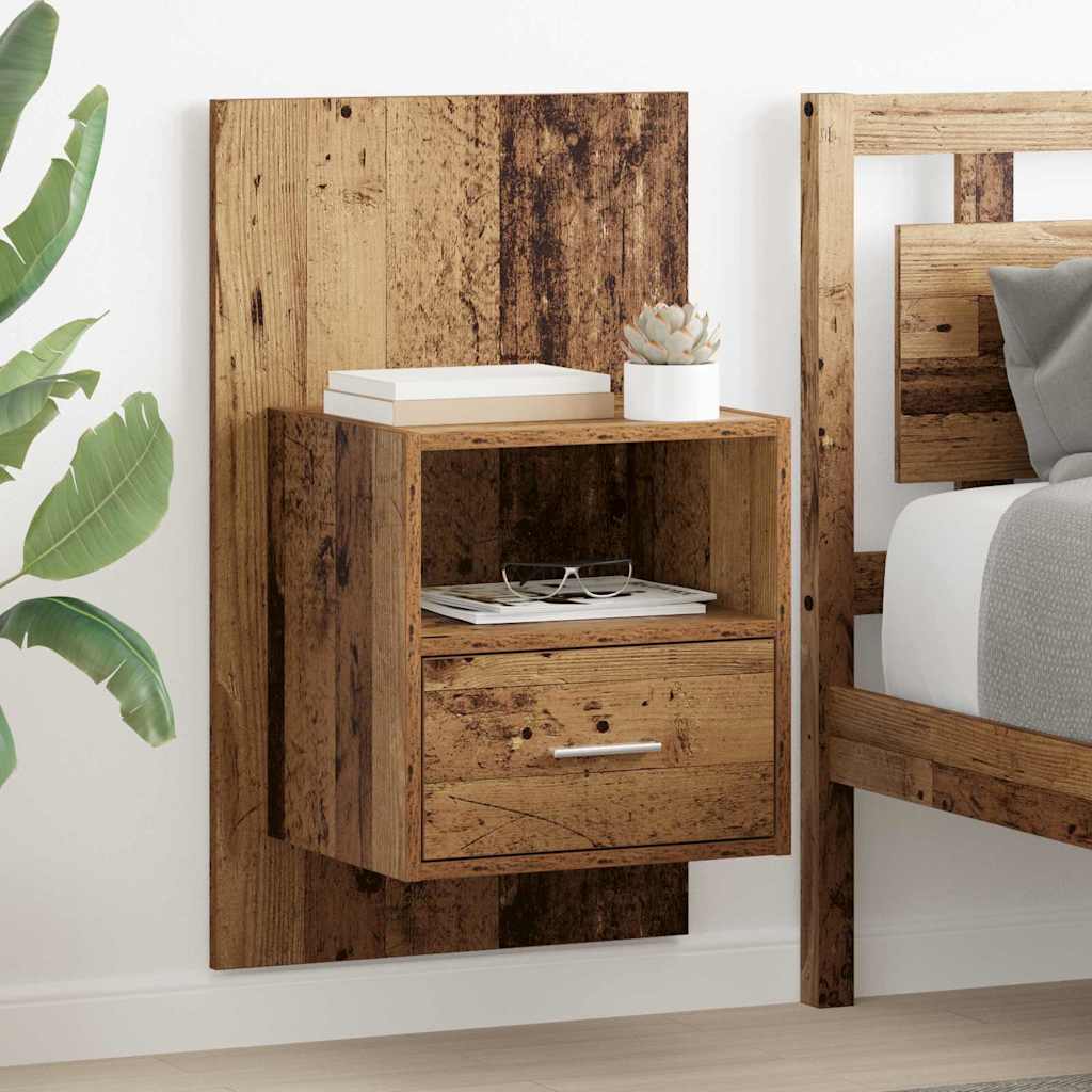 Wall-mounted Bedside Cabinet Old wood
