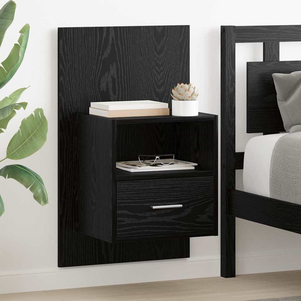 Wall-mounted Bedside Cabinet Black oak