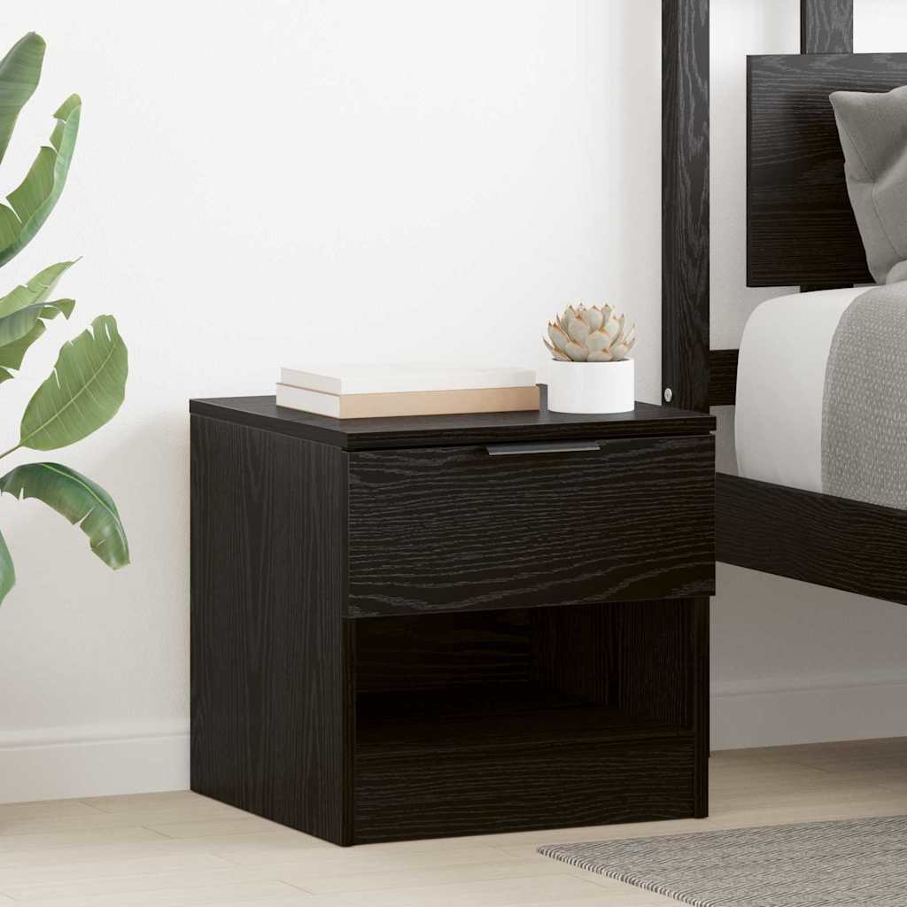 Bedside Cabinets Engineered Wood Black oak