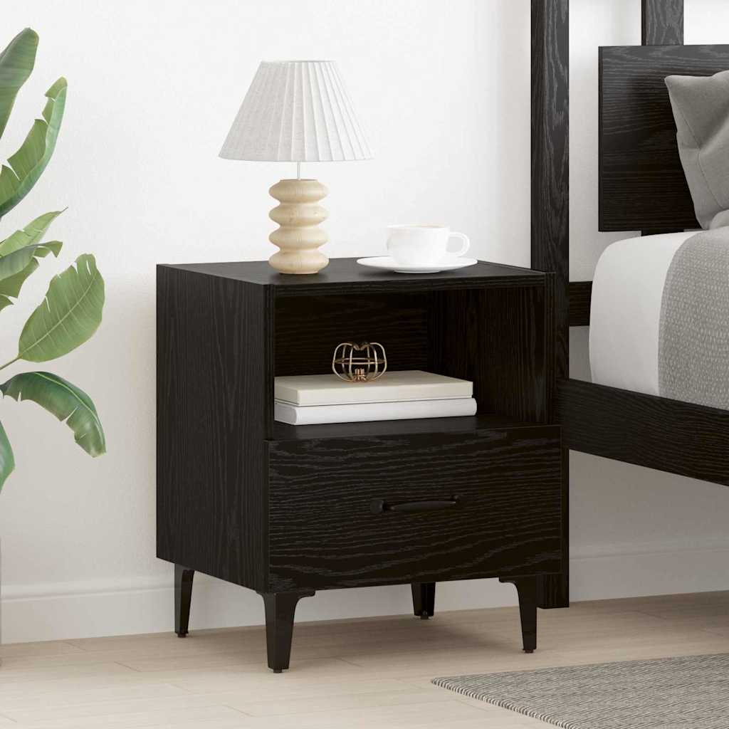 Bedside Cabinets Engineered Wood Black oak 2