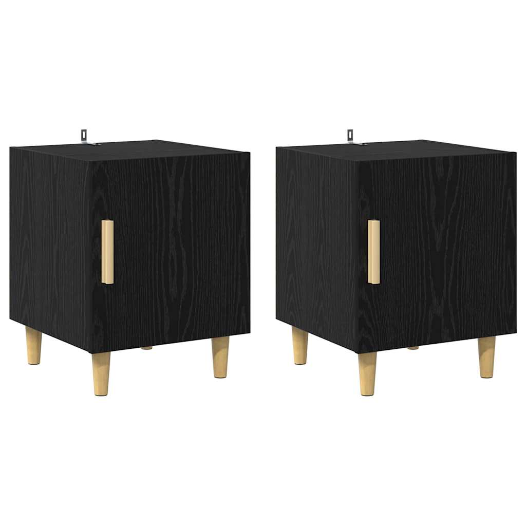 Bedside Cabinet Engineered Wood Black oak