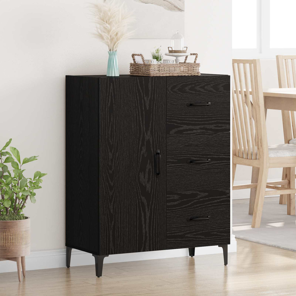 Sideboard 69,5x34x90 cm Engineered Wood Black oak