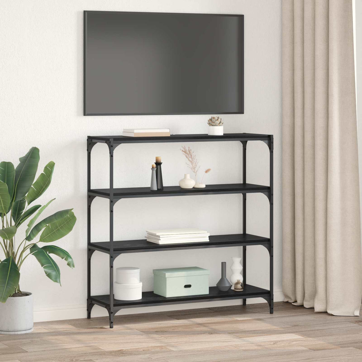 Book Cabinet 60x33x100 cm Engineered Wood and Steel Black oak