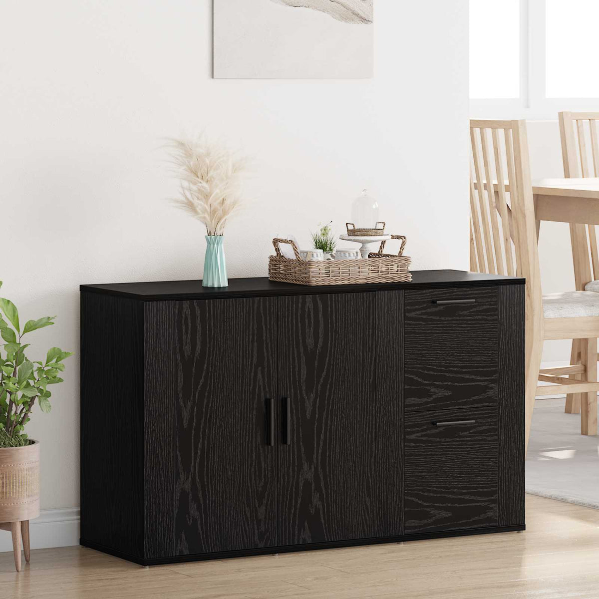 Sideboard 100x33x59,5 cm Engineered Wood Black oak