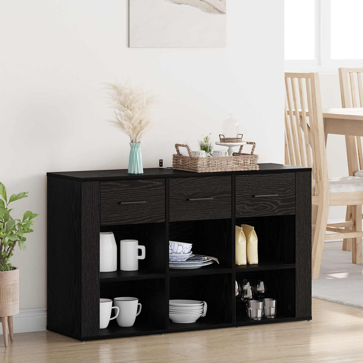 Sideboard 100x30x59,5 cm Engineered Wood Black oak