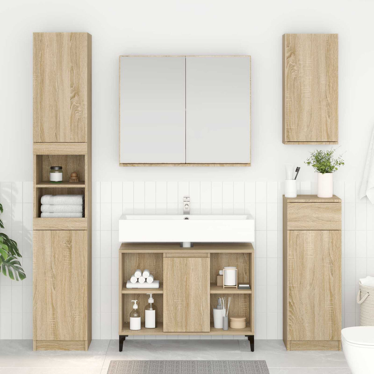Sink Cabinet 80x33x60 cm Engineered Wood Sonoma oak