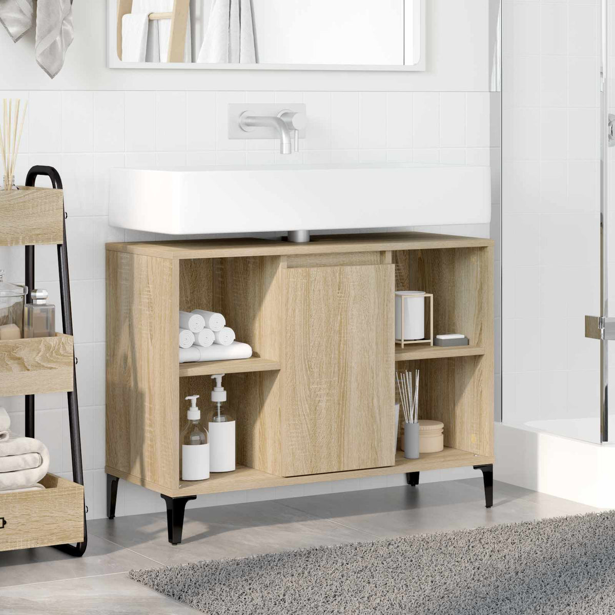 Sink Cabinet 80x33x60 cm Engineered Wood Sonoma oak