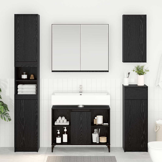 Sink Cabinet 80x33x60 cm Engineered Wood Black oak