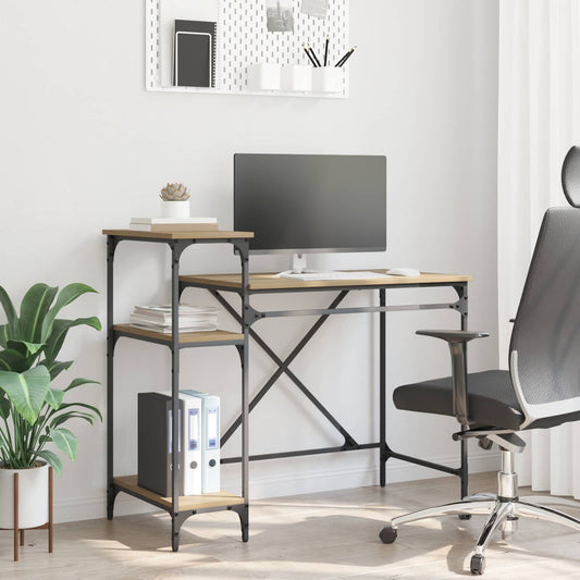 Desk with Shelves Engineered Wood&Iron Artisan oak 105 x 50 x 90 cm