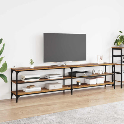 TV Cabinet 180x30x50 cm Engineered Wood and Metal Old wood 200 cm