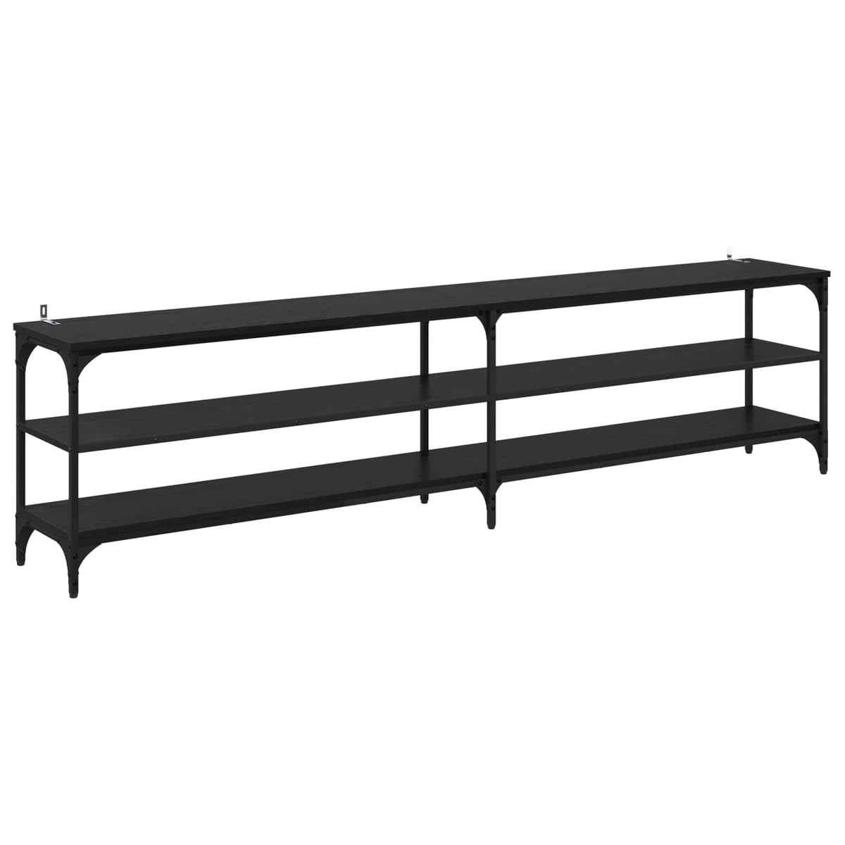 TV Cabinet 180x30x50 cm Engineered Wood and Metal Black oak 200 cm