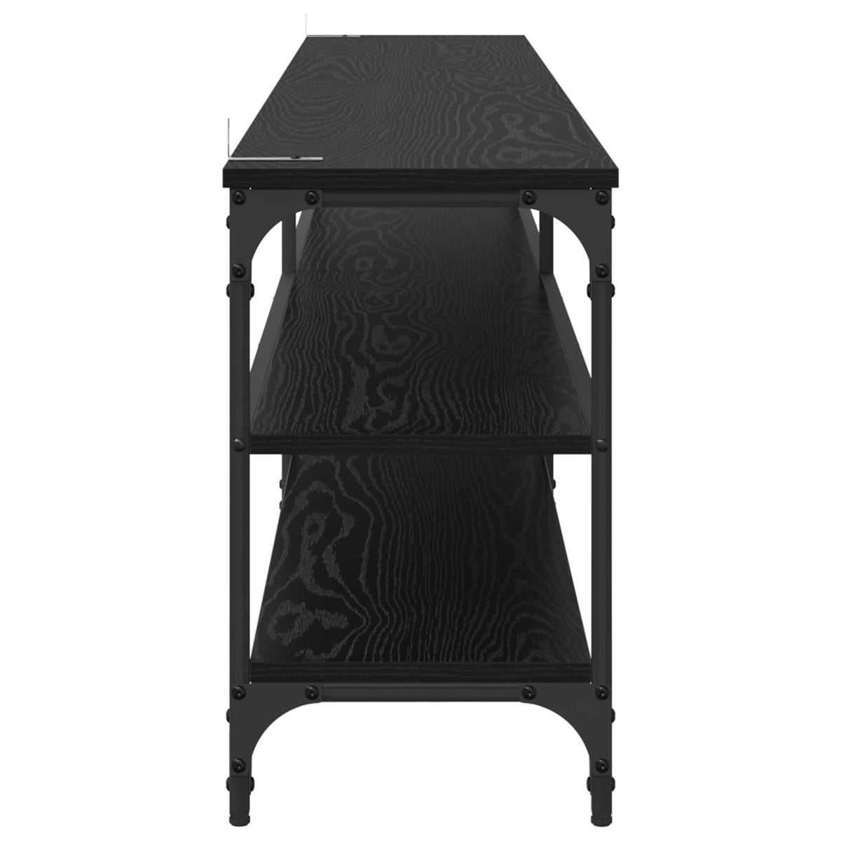 TV Cabinet 180x30x50 cm Engineered Wood and Metal Black oak 200 cm