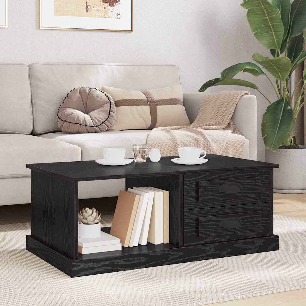 Coffee Table 90x50x35 cm Engineered Wood Black oak