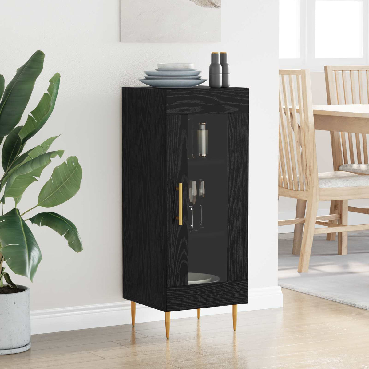 Sideboard 34,5x34x90 cm Engineered Wood Black oak