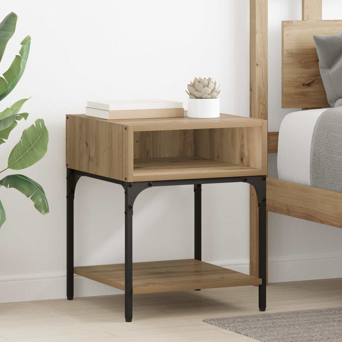 Bedside Table 40 x 40 x 50 cm Engineered Wood Artisan oak