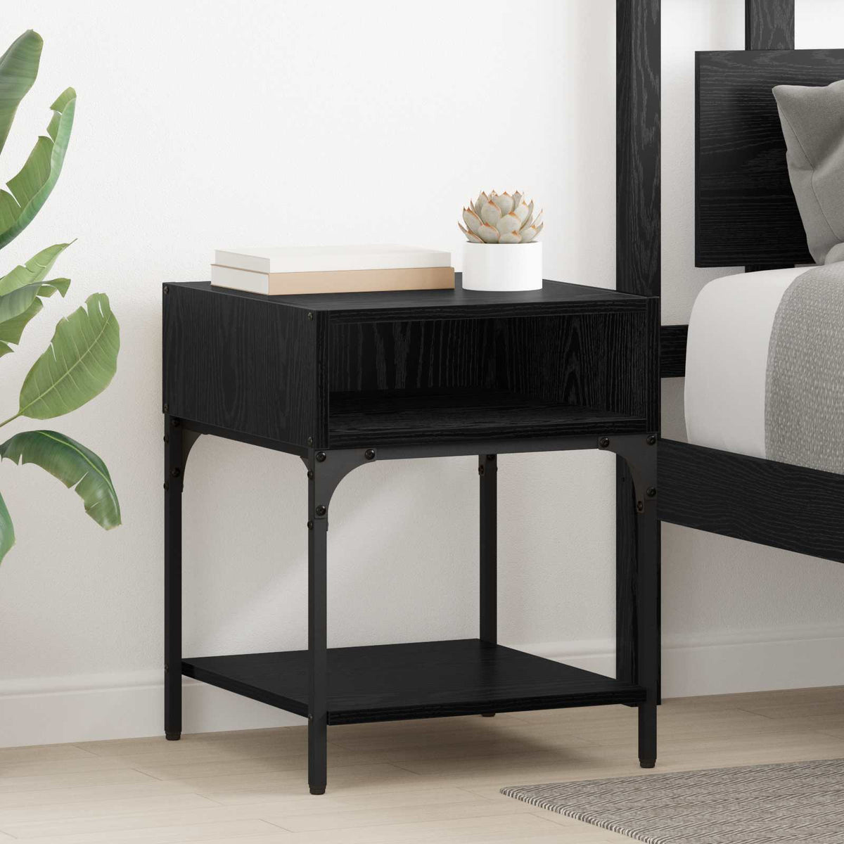 Bedside Table 40 x 40 x 50 cm Engineered Wood Black oak