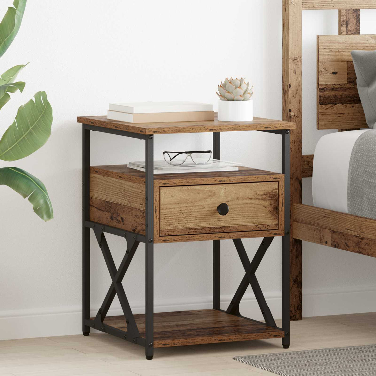 Bedside Cabinets 40x42x55 cm Engineered Wood Old wood 1