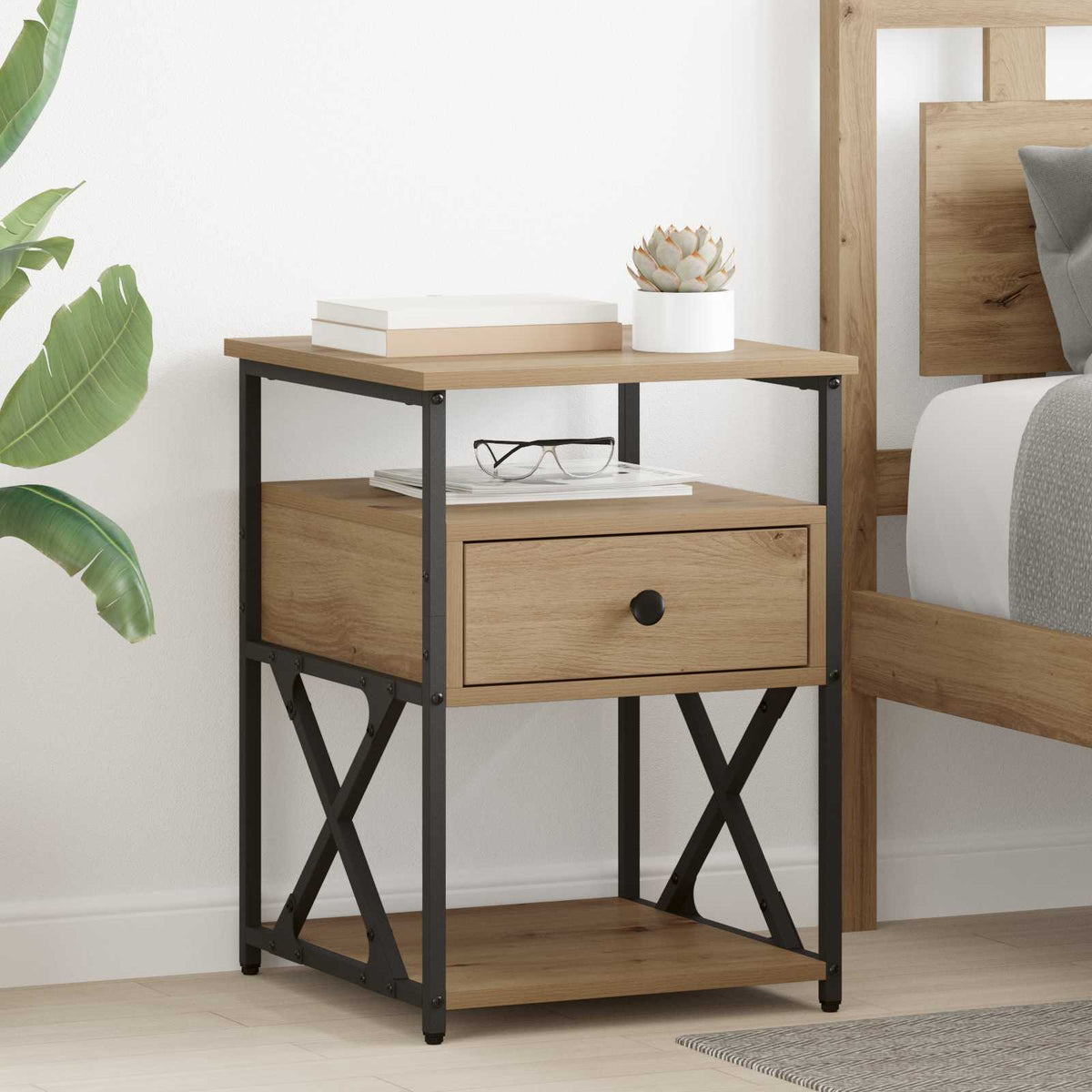 Bedside Cabinets 40x42x55 cm Engineered Wood Artisan oak 2