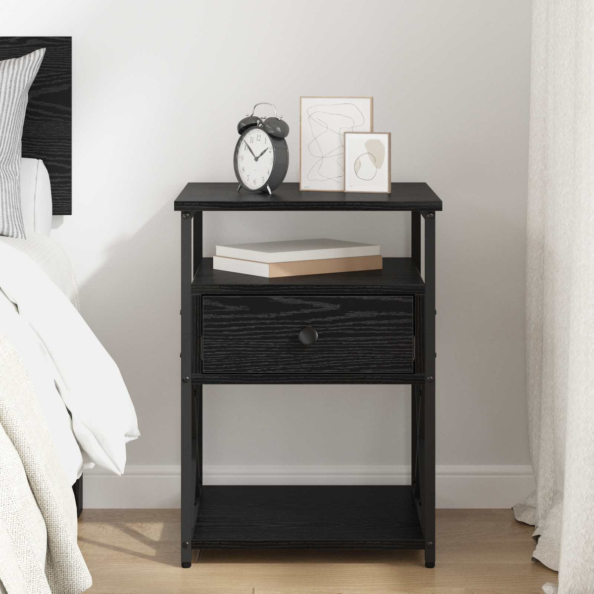 Bedside Cabinets 40x42x55 cm Engineered Wood Black oak 1