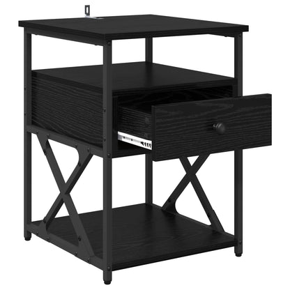 Bedside Cabinets 40x42x55 cm Engineered Wood Black oak 1