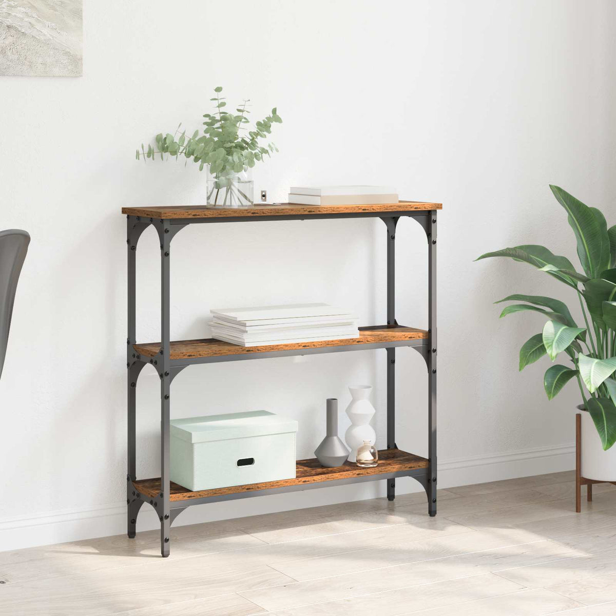 Console Table 75x22,5x75 cm Engineered Wood Old wood 75 cm